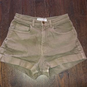 Olive green American Apparel high waisted shorts!